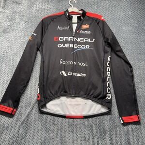 Louis Garneau Men's Cycling Jacket Size Large Full Zip Quebecor Black Red